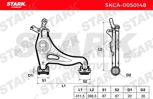 Stark SKCA-0050148 - Важіль незалежної підвіски колеса autocars.com.ua