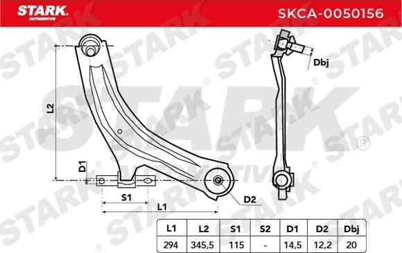 Stark SKCA-0050156 - Важіль незалежної підвіски колеса autocars.com.ua