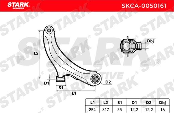 Stark SKCA-0050161 - Важіль незалежної підвіски колеса autocars.com.ua