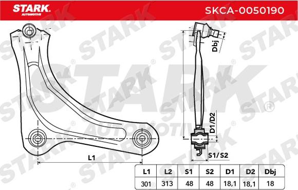 Stark SKCA-0050190 - Важіль незалежної підвіски колеса autocars.com.ua