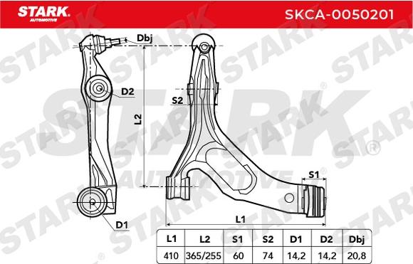 Stark SKCA-0050201 - Важіль незалежної підвіски колеса autocars.com.ua