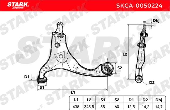 Stark SKCA-0050224 - Важіль незалежної підвіски колеса autocars.com.ua