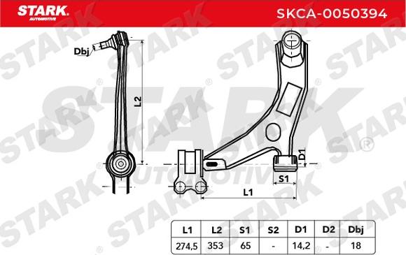 Stark SKCA-0050394 - Важіль незалежної підвіски колеса autocars.com.ua