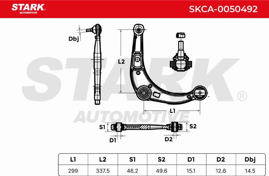 Stark SKCA-0050492 - Важіль незалежної підвіски колеса autocars.com.ua