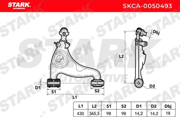 Stark SKCA-0050493 - Важіль незалежної підвіски колеса autocars.com.ua