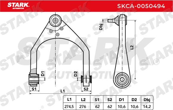 Stark SKCA-0050494 - Важіль незалежної підвіски колеса autocars.com.ua