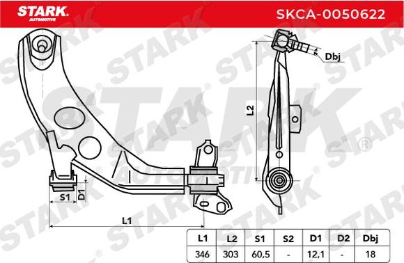 Stark SKCA-0050622 - Важіль незалежної підвіски колеса autocars.com.ua