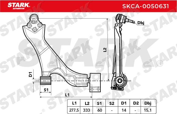 Stark SKCA-0050631 - Важіль незалежної підвіски колеса autocars.com.ua