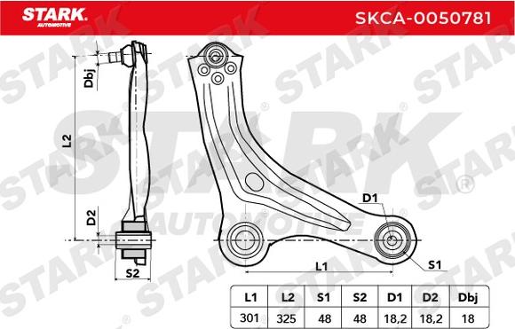 Stark SKCA-0050781 - Важіль незалежної підвіски колеса autocars.com.ua