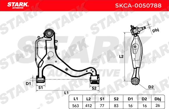 Stark SKCA-0050788 - Важіль незалежної підвіски колеса autocars.com.ua