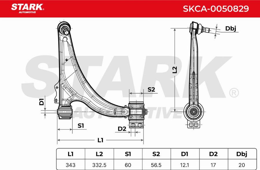 Stark SKCA-0050829 - Важіль незалежної підвіски колеса autocars.com.ua