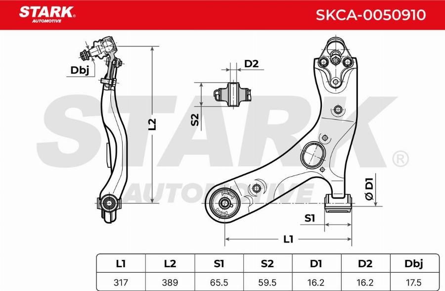 Stark SKCA-0050910 - Важіль незалежної підвіски колеса autocars.com.ua