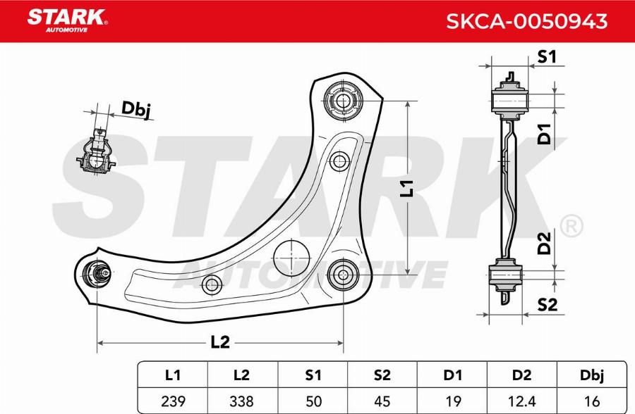 Stark SKCA-0050943 - Важіль незалежної підвіски колеса autocars.com.ua