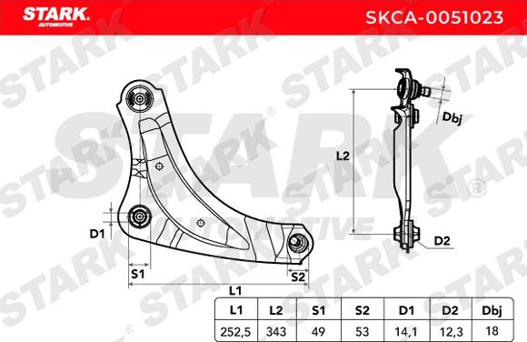 Stark SKCA-0051023 - Важіль незалежної підвіски колеса autocars.com.ua