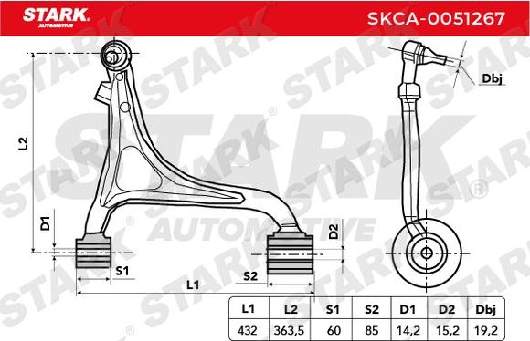 Stark SKCA-0051267 - Важіль незалежної підвіски колеса autocars.com.ua