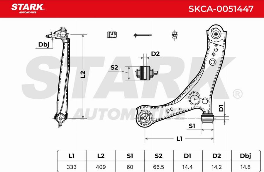 Stark SKCA-0051447 - Важіль незалежної підвіски колеса autocars.com.ua