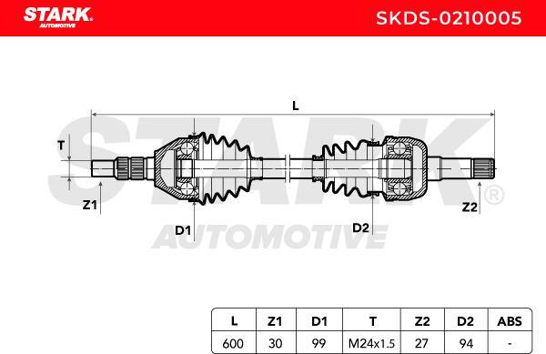 Stark SKDS-0210005 - Приводний вал autocars.com.ua