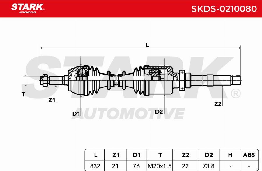 Stark SKDS-0210080 - Приводний вал autocars.com.ua