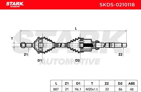 Stark SKDS-0210118 - Приводний вал autocars.com.ua