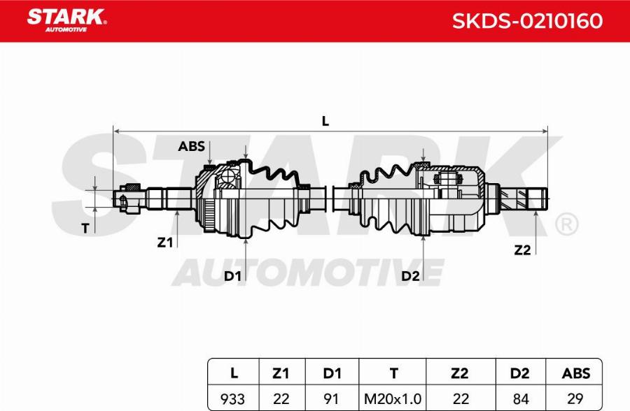 Stark SKDS-0210160 - Приводний вал autocars.com.ua