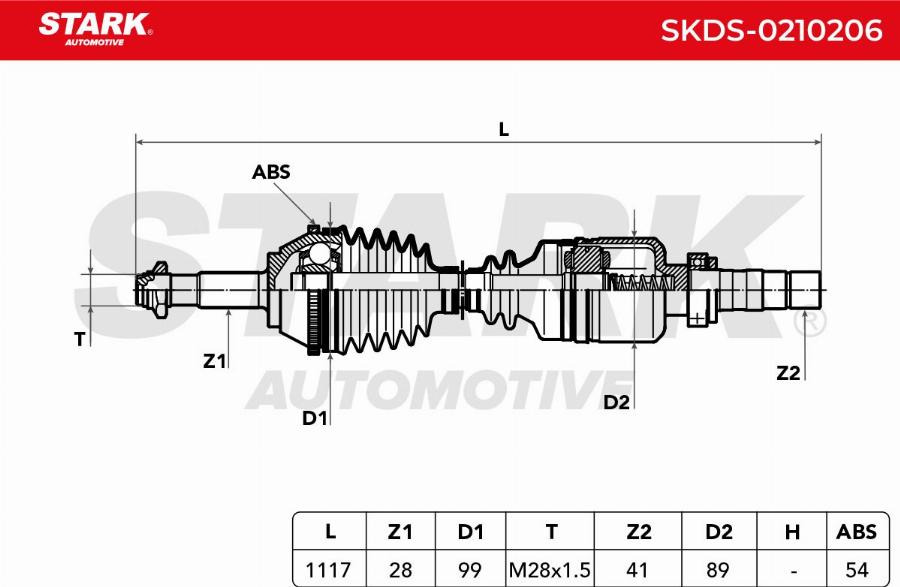 Stark SKDS-0210206 - Приводний вал autocars.com.ua