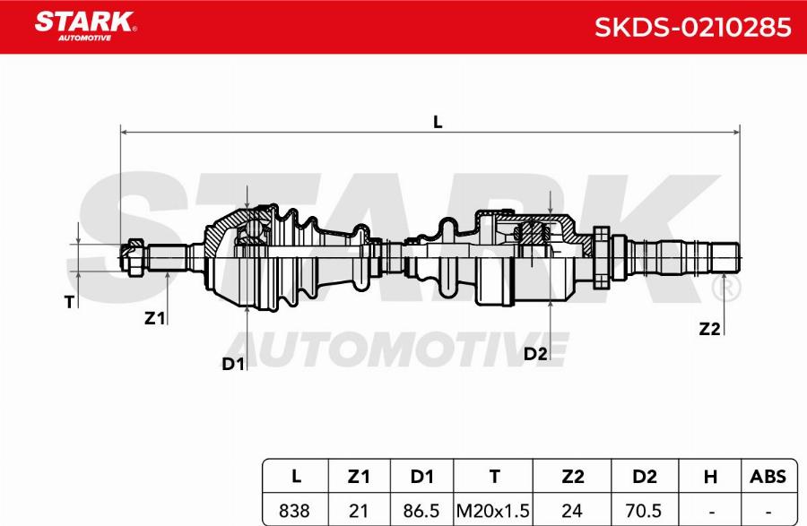 Stark SKDS-0210285 - Приводний вал autocars.com.ua