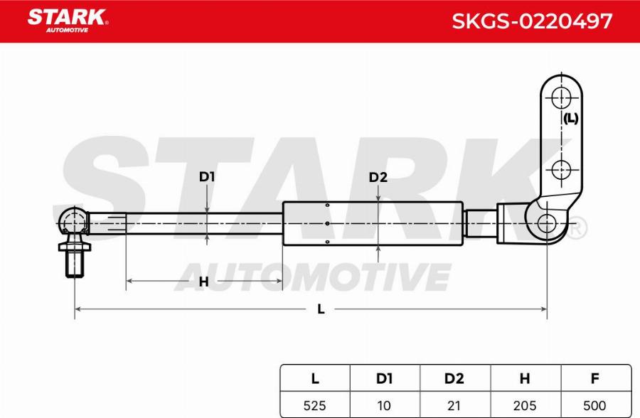 Stark SKGS-0220497 - Газова пружина, кришка багажник autocars.com.ua