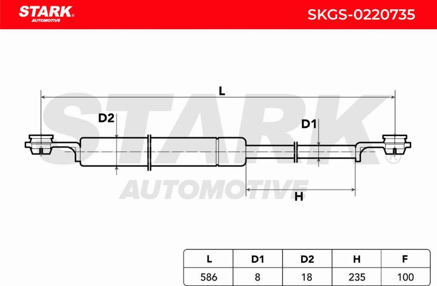 Stark SKGS-0220735 - Газова пружина, кришка багажник autocars.com.ua