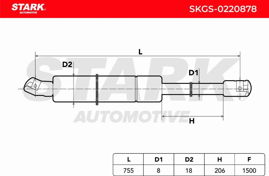 Stark SKGS-0220878 - Газова пружина, кришка багажник autocars.com.ua