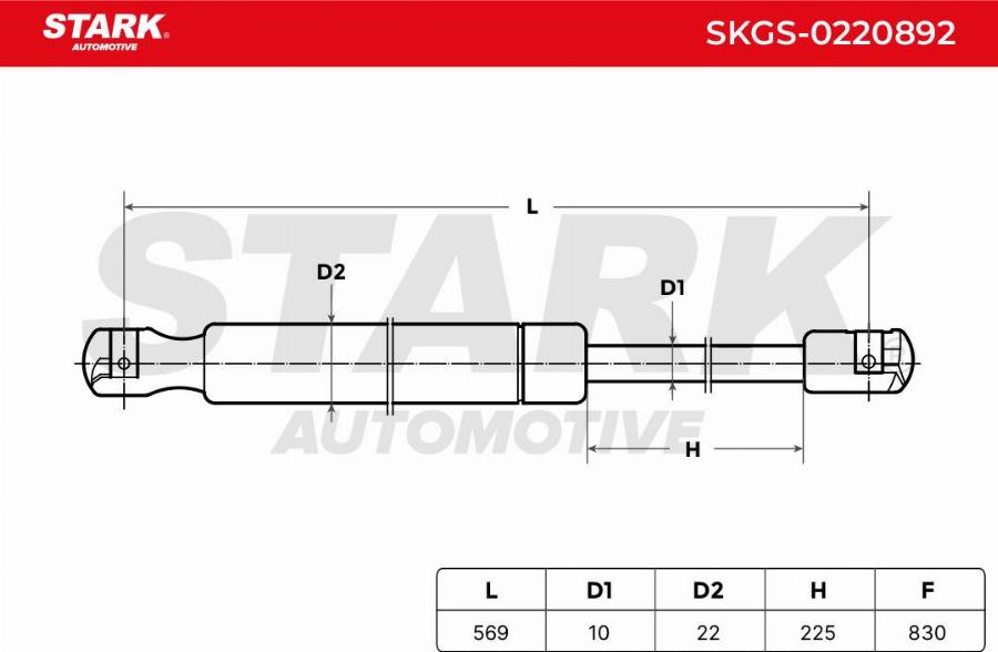 Stark SKGS-0220892 - Газова пружина, кришка багажник autocars.com.ua