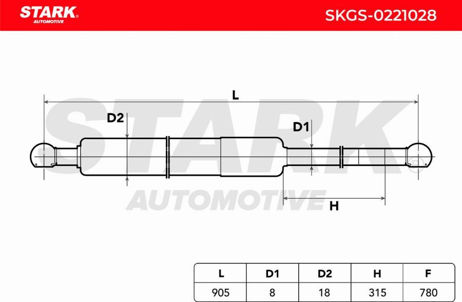 Stark SKGS-0221028 - Газова пружина, кришка багажник autocars.com.ua