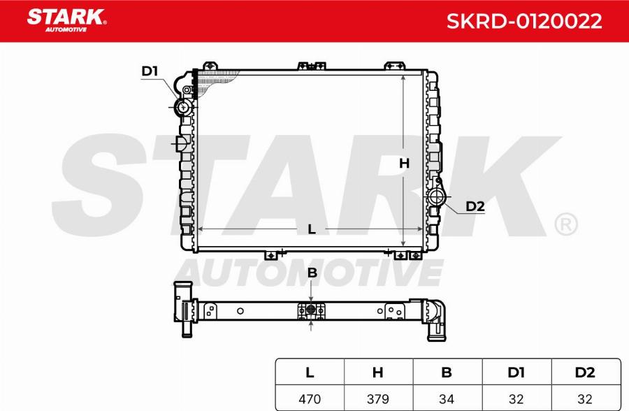 Stark SKRD-0120022 - Радіатор, охолодження двигуна autocars.com.ua