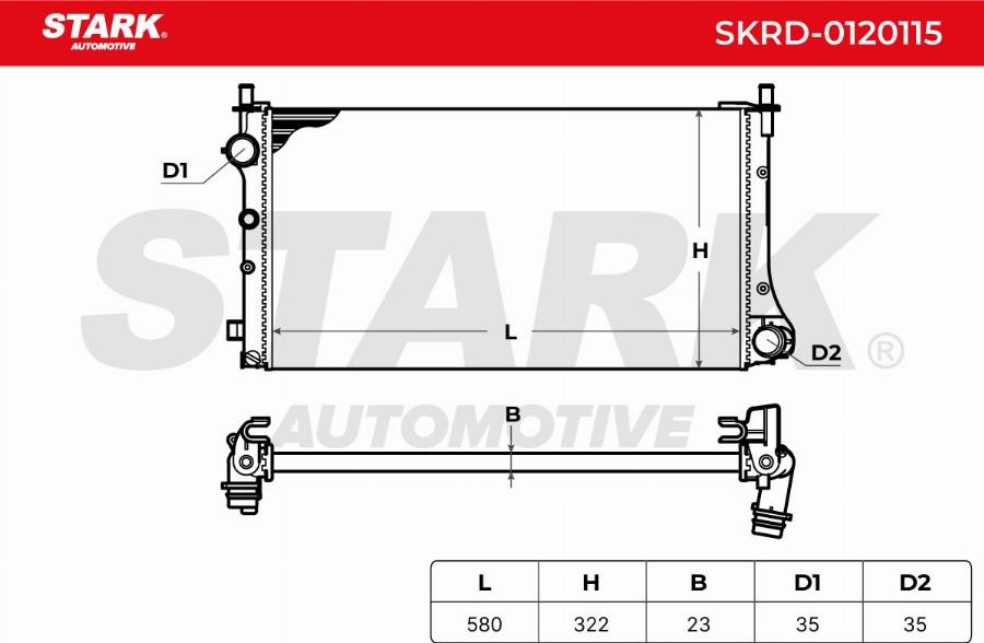 Stark SKRD-0120115 - Радіатор, охолодження двигуна autocars.com.ua