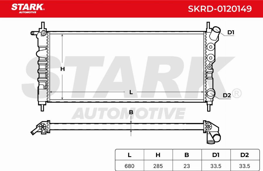 Stark SKRD-0120149 - Радіатор, охолодження двигуна autocars.com.ua