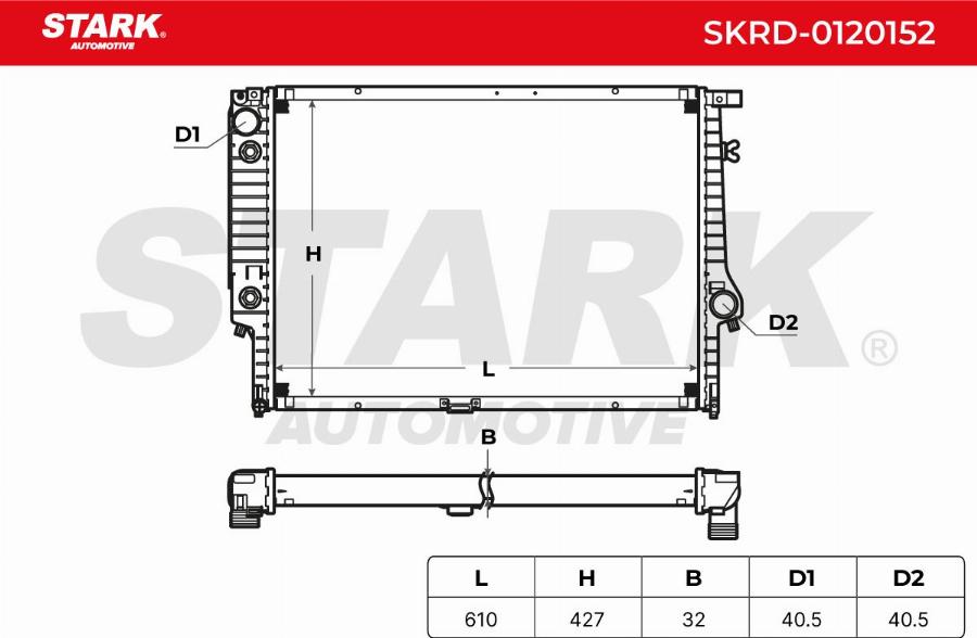 Stark SKRD-0120152 - Радіатор, охолодження двигуна autocars.com.ua