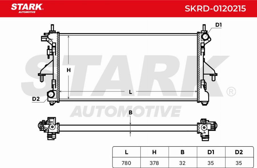 Stark SKRD-0120215 - Радіатор, охолодження двигуна autocars.com.ua