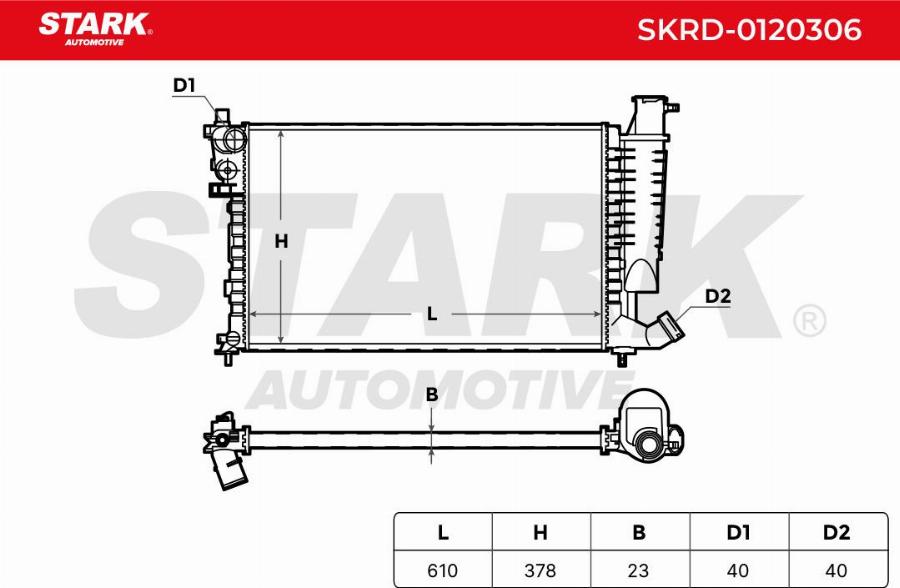 Stark SKRD-0120306 - Радіатор, охолодження двигуна autocars.com.ua