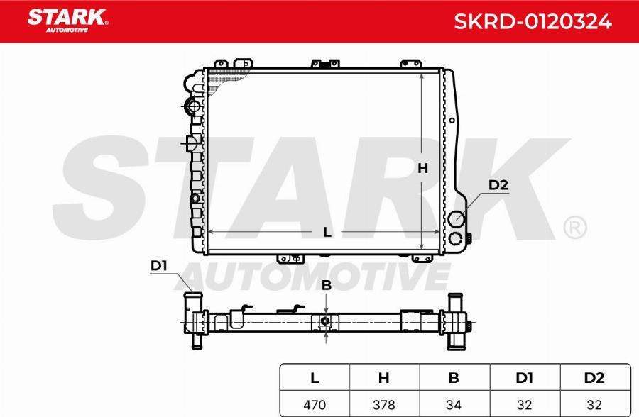 Stark SKRD-0120324 - Радіатор, охолодження двигуна autocars.com.ua
