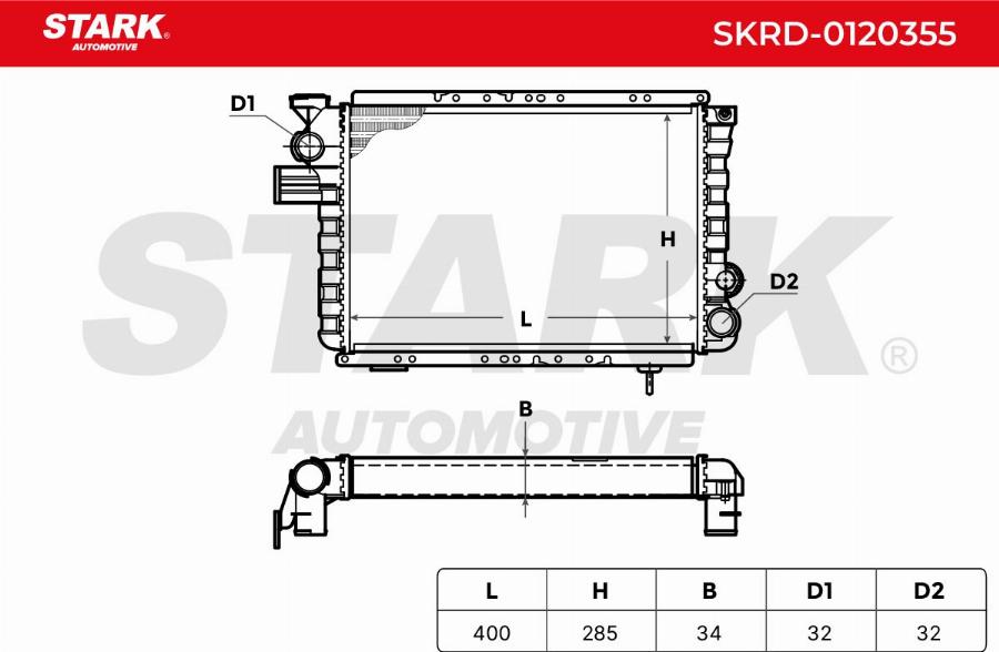 Stark SKRD-0120355 - Радіатор, охолодження двигуна autocars.com.ua