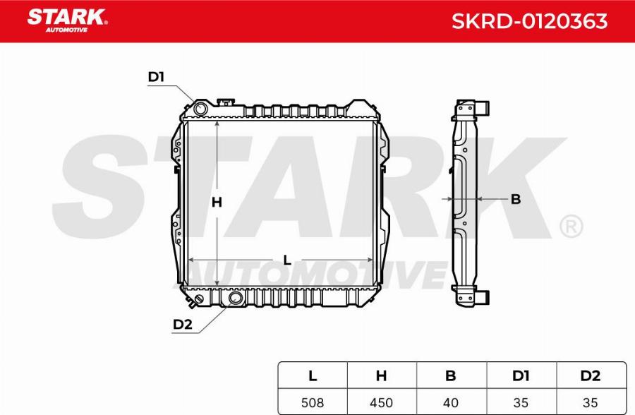 Stark SKRD-0120363 - Радіатор, охолодження двигуна autocars.com.ua