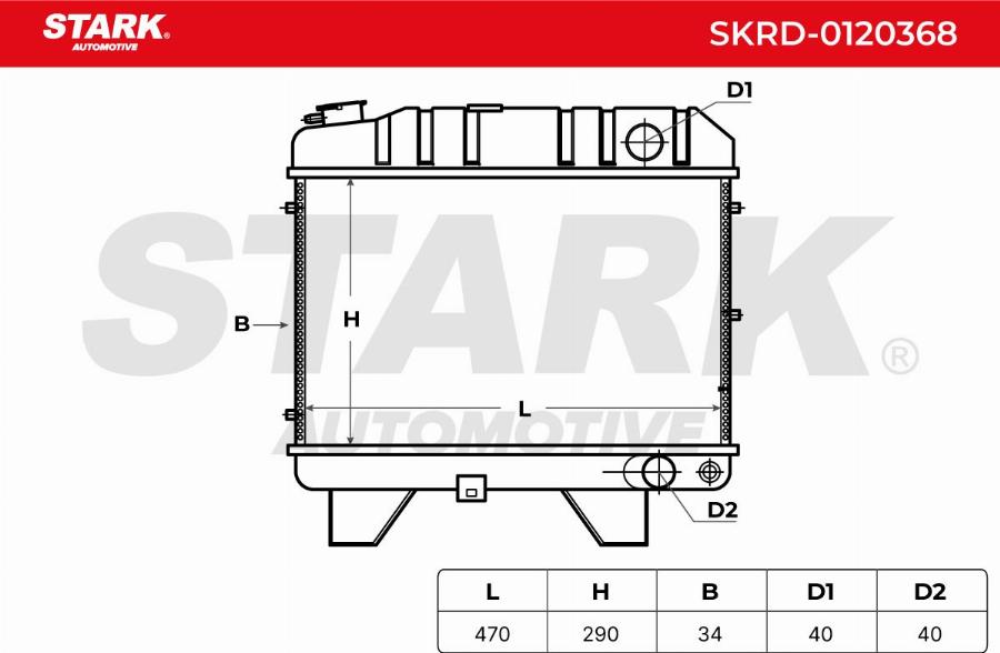 Stark SKRD-0120368 - Радіатор, охолодження двигуна autocars.com.ua