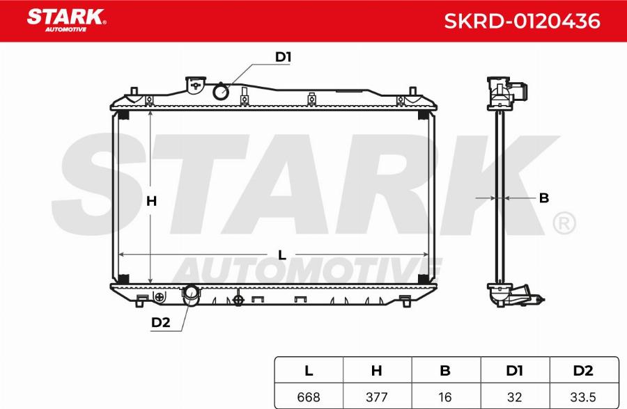 Stark SKRD-0120436 - Радіатор, охолодження двигуна autocars.com.ua