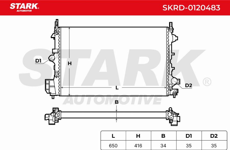 Stark SKRD-0120483 - Радіатор, охолодження двигуна autocars.com.ua