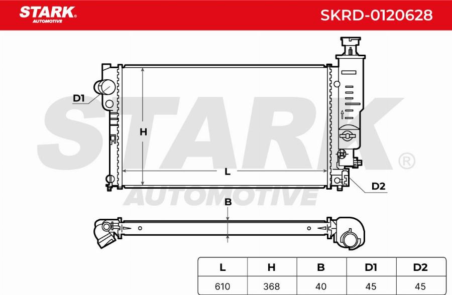 Stark SKRD-0120628 - Радіатор, охолодження двигуна autocars.com.ua