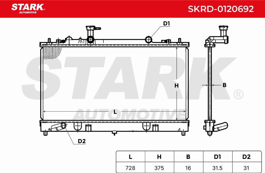 Stark SKRD-0120692 - Радіатор, охолодження двигуна autocars.com.ua