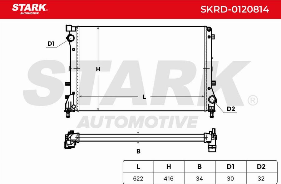 Stark SKRD-0120814 - Радіатор, охолодження двигуна autocars.com.ua