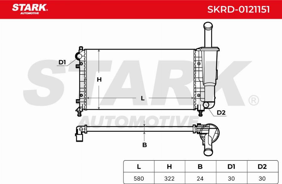 Stark SKRD-0121151 - Радіатор, охолодження двигуна autocars.com.ua