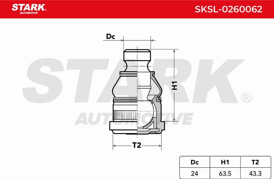Stark SKSL-0260062 - Несучий / направляючий шарнір autocars.com.ua
