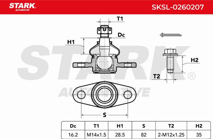 Stark SKSL-0260207 - Несучий / направляючий шарнір autocars.com.ua