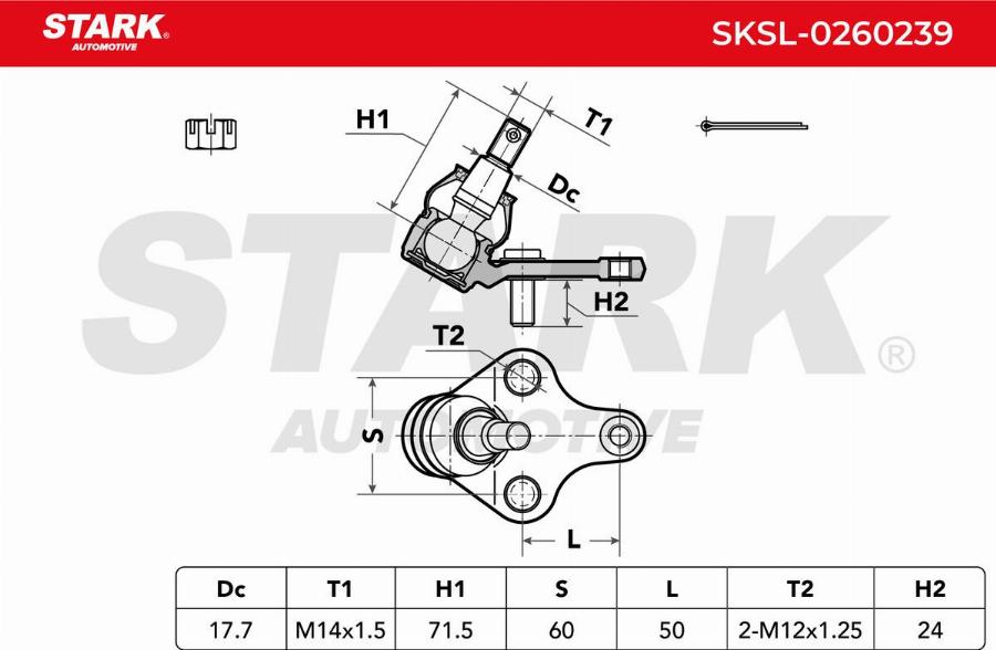 Stark SKSL-0260239 - Несучий / направляючий шарнір autocars.com.ua